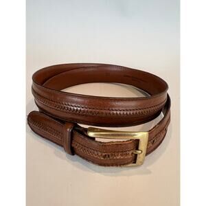 Johnston & Murphy Made in Italy Brown Leather Belt Solid Brass Size 38 SG